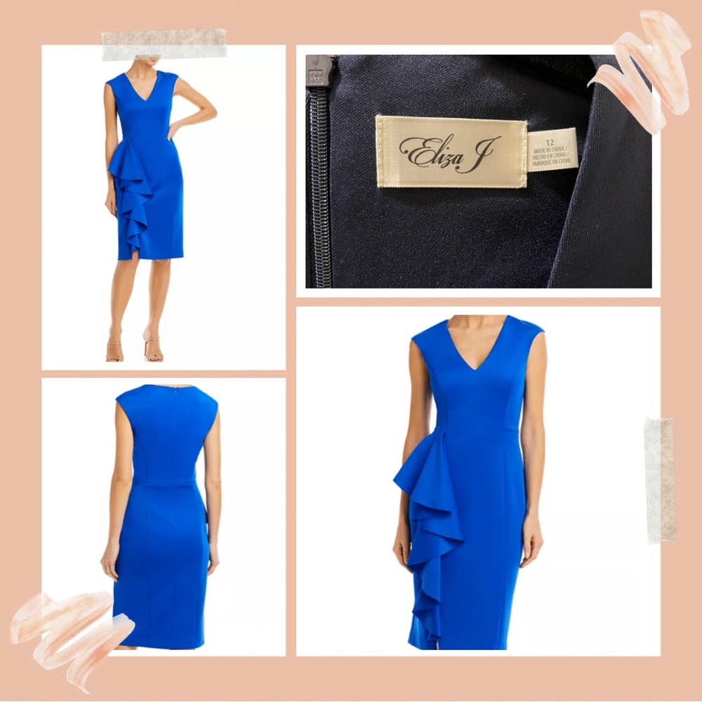Eliza J
Asymmetric Ruffle Sheath Dress Sleeveless